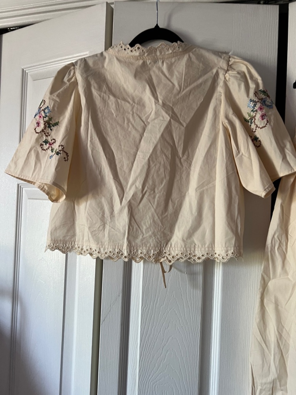 Moon River Cream Embroidered Midi Skirt & Top Set - Floral Detail - Picture 13 of 14